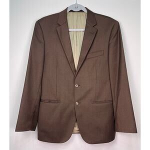 Sergio Valentino Brown Super 150s 100% Wool Blazer Jacket Mens 38S Made in Italy
